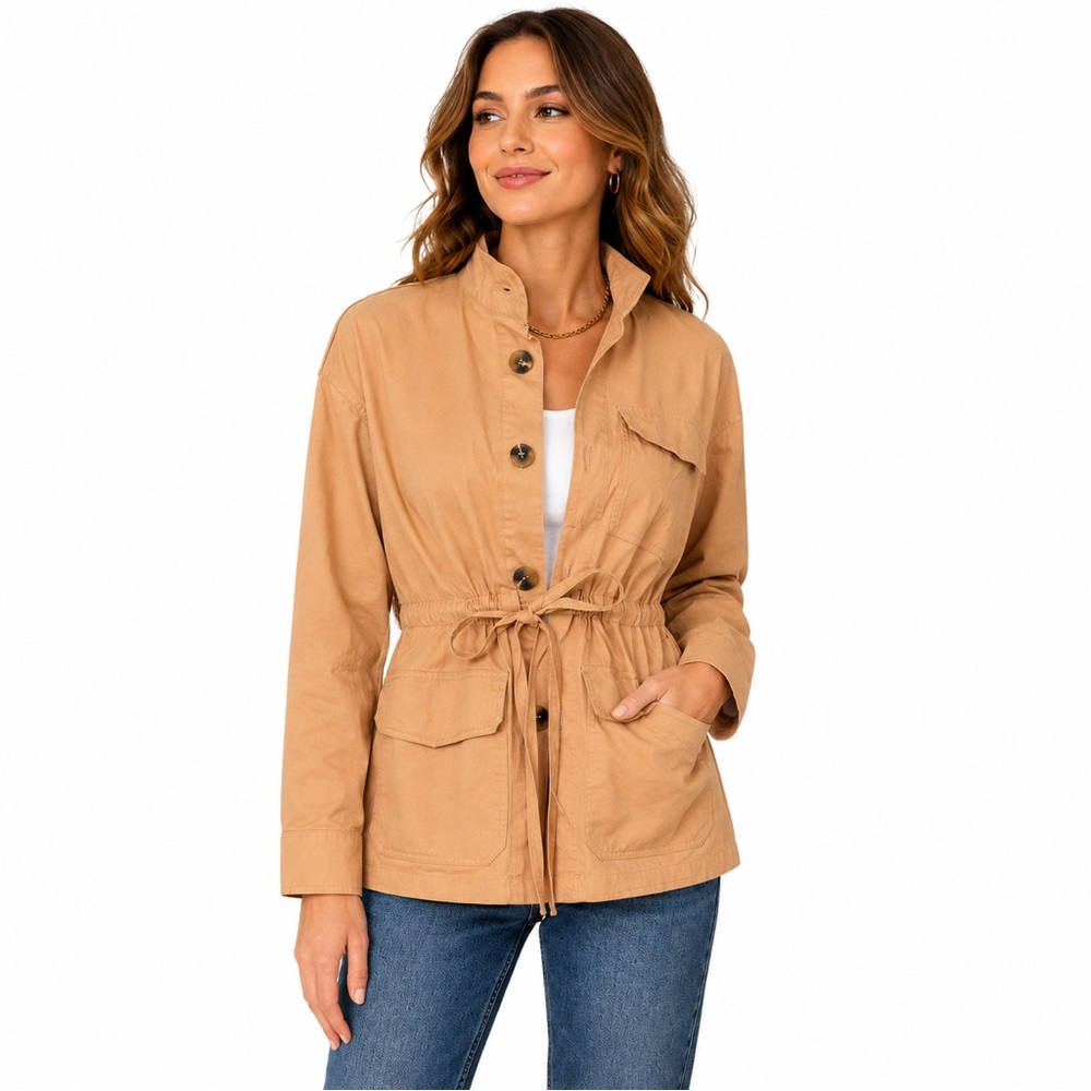 Universal Thread Tan Utility Field Jacket Drawstring Waist College Fall Sz XS